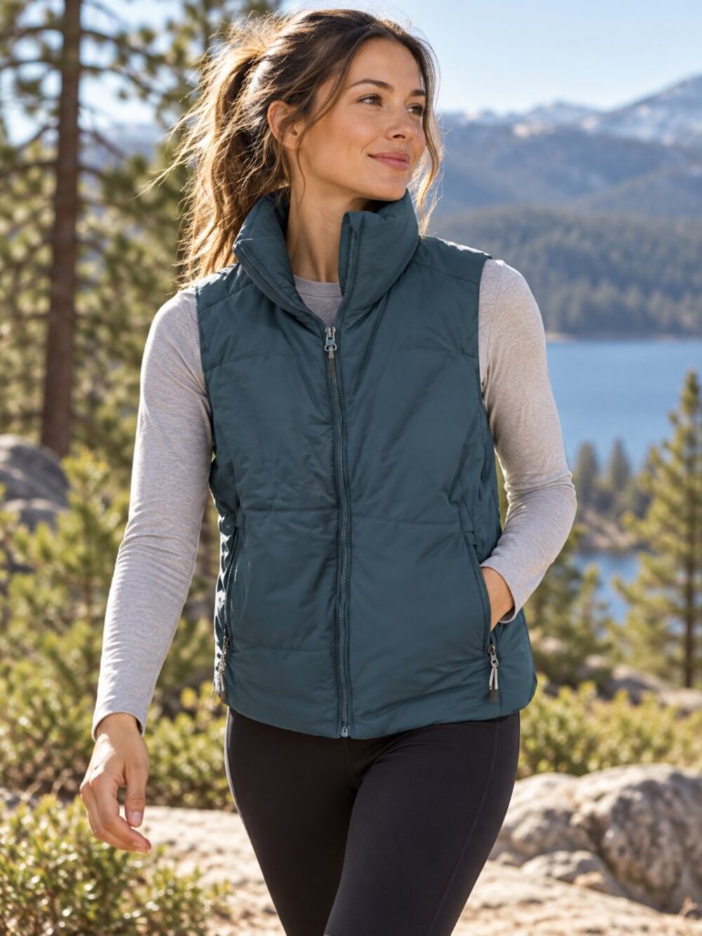 Vuori Women's Canyon Insulated Vest Beryl Teal Green Full Zip Puffer Sz S